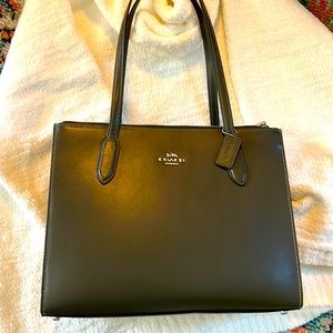 Nina Tote. Sage Green. Flat leather.